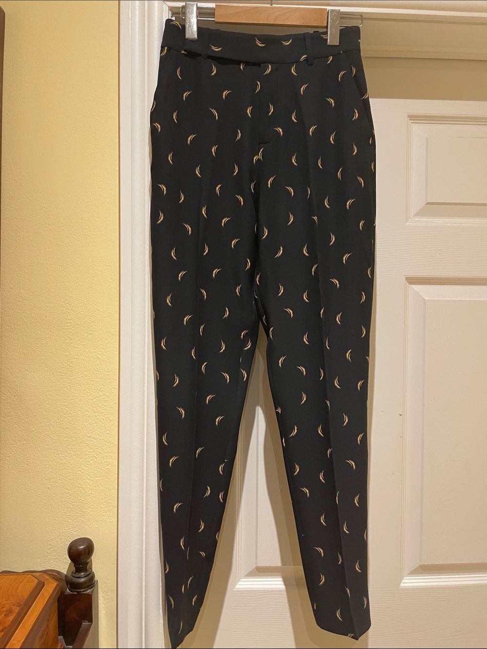 Equipment Femme Banana Crescent Print High Rise Tailored Pants Quirky Chic Sz 0